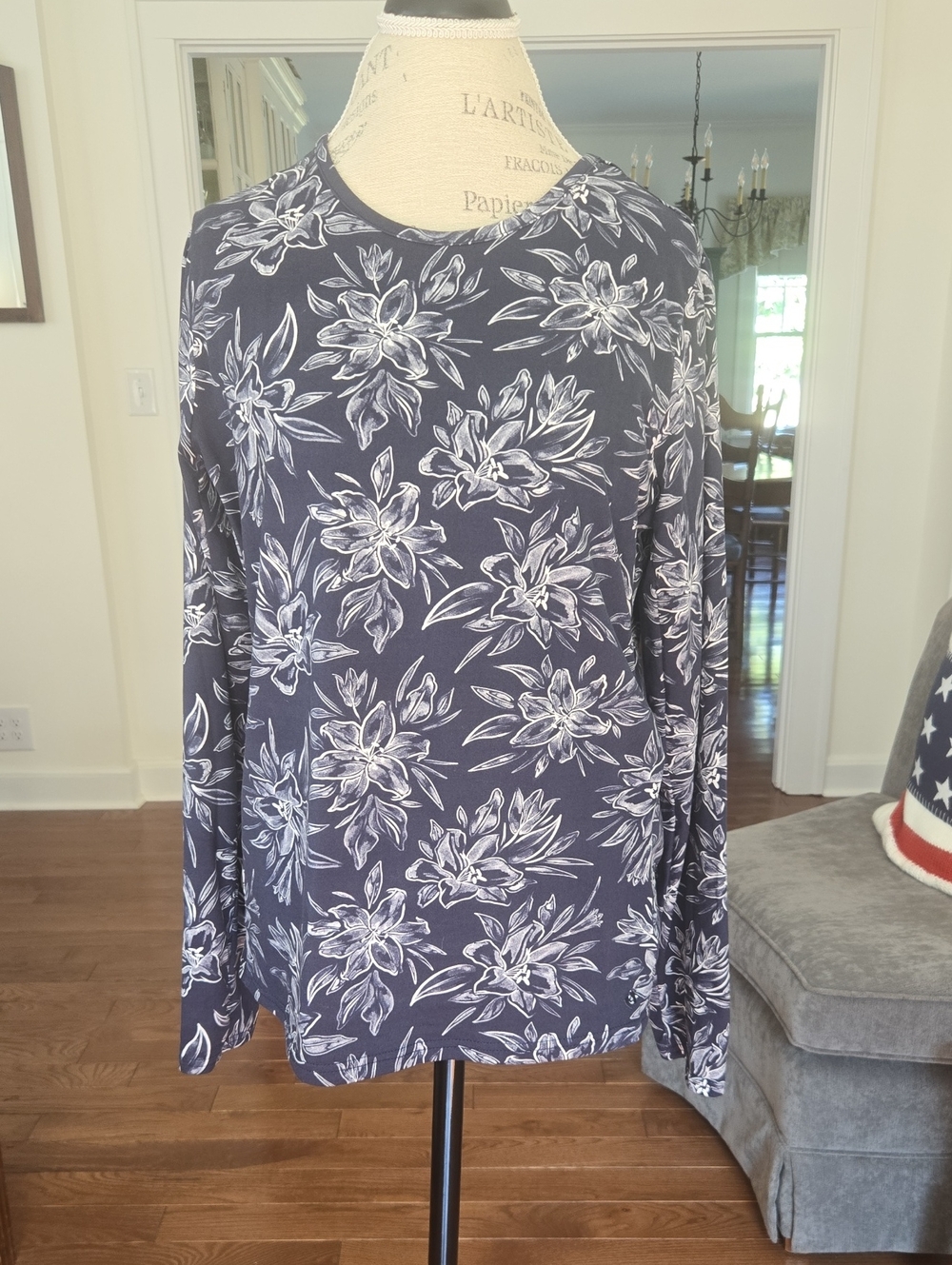 Hang Ten Navy Blue Floral Long Sleeve Tee